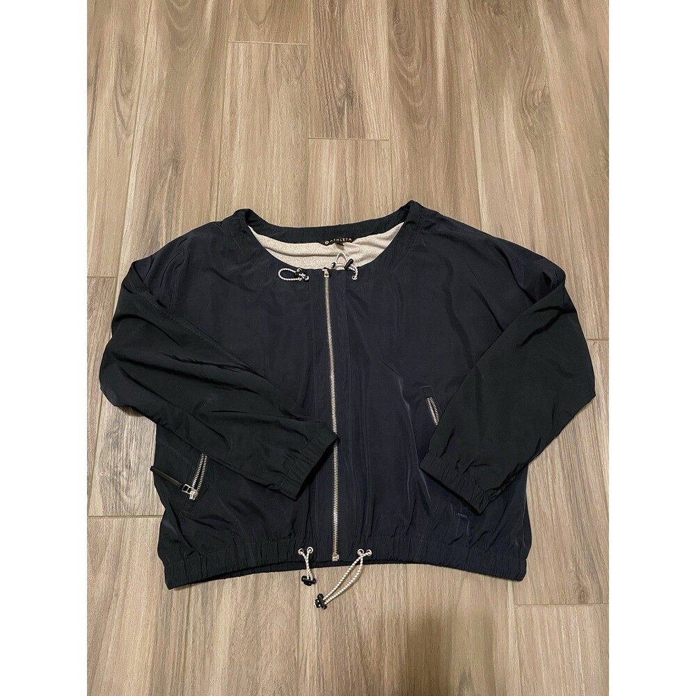 Athleta Chill Bomber Jacket Women's XL Navy Blue Athletic Activewear EUC